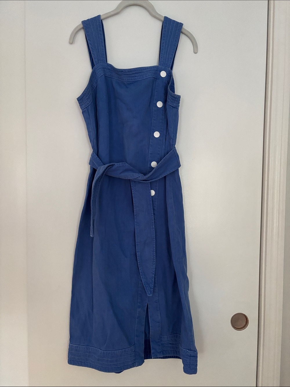 Maeve Blue Button-Front Tie-Waist Sundress